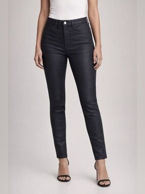 L’AGENCE jeans Coated High Rise Skinny Jeans Size 26 Shiny Dark Blue